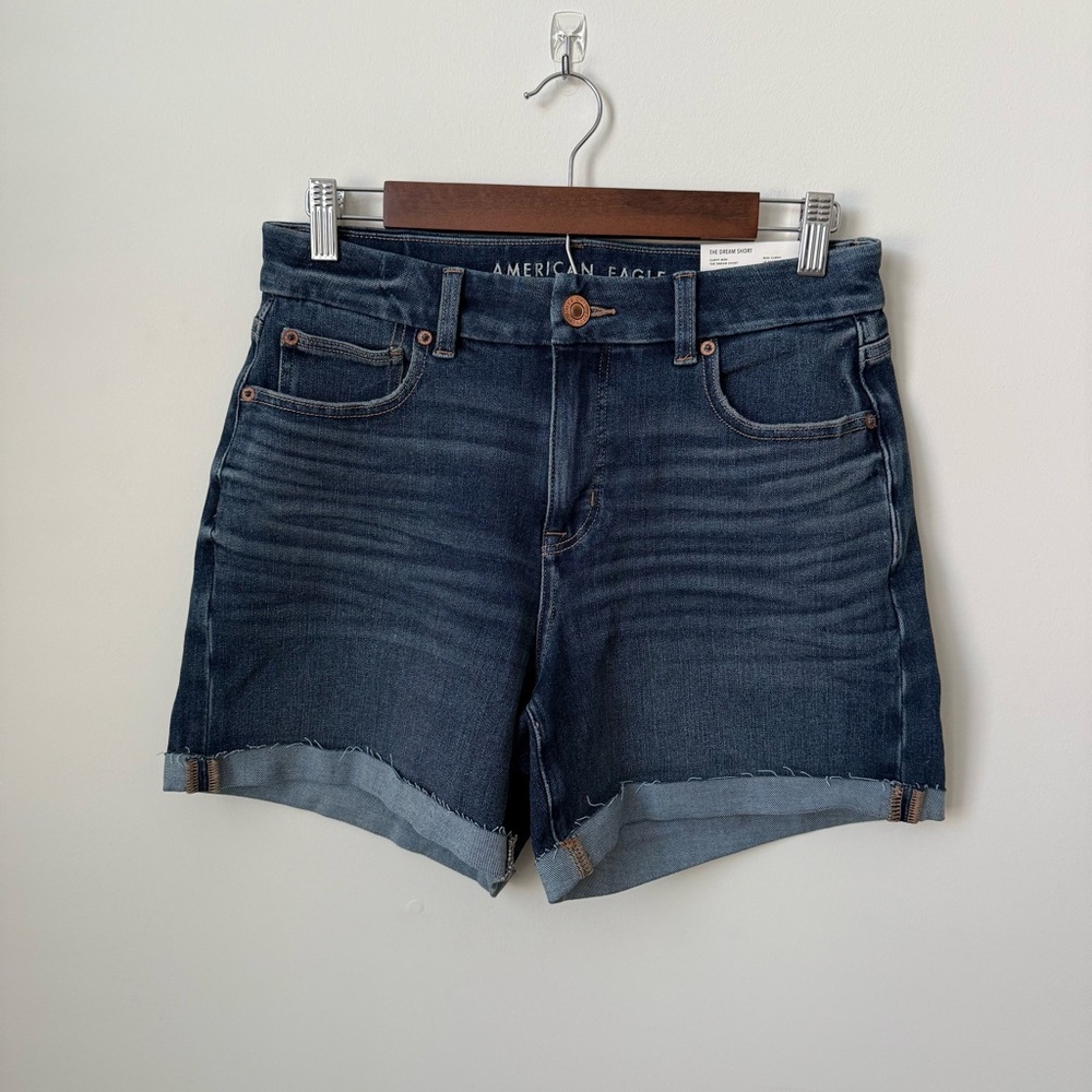 NEW‎ American Eagle The Dream Short Curvy Midi Dark Wash Size 8